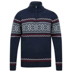 Mens Fair Isle Christmas Jumper Traditional Style Knit 1/4 Zip -XS-Stock 1A15309 blue 1600 1 opt 72270.1601044513.1100.1100