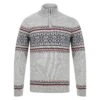 Mens Fair Isle Christmas Jumper Traditional Style Knit 1/4 Zip