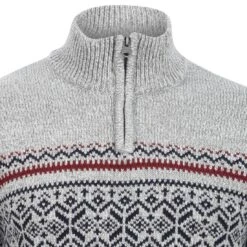 Mens Fair Isle Christmas Jumper Traditional Style Knit 1/4 Zip -XS-Stock 1A15309 grey 1600 3 opt 44002.1601044458.1100.1100