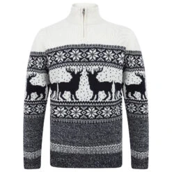 Mens Traditional Reindeer Christmas Jumper 6 Mens Traditional Reindeer Christmas Jumper -XS-Stock 1A17016RF 1.opt