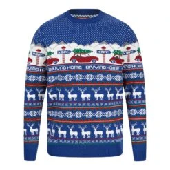 Mens Driving Home Fair Isle Style Christmas Jumper -XS-Stock 1A189551F 1.opt
