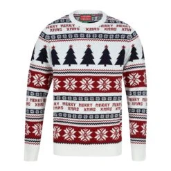 Mens Fair Isle Style Merry Xmas Christmas Jumper