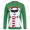 Mens Novelty Christmas Jumper Light Up Knitted Polar Bear