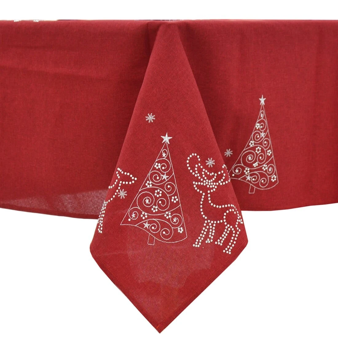 Christmas Reindeer Tablecloths Napkins Diamante Grey Red 1 Christmas Reindeer Tablecloths Napkins Diamante Grey Red