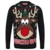 Mens Novelty Christmas Jumper Pucker Up Mistletoe Reindeer