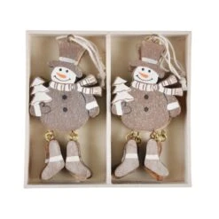 Set Of 6 Novelty Christmas Wooden Tree Decorations Boxed -XS-Stock 21b36d86 bb72 4991 823e 32194725a12d