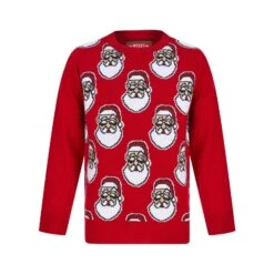Kids Novelty Small Santa Heads Christmas Jumper