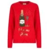 Womens Prosecco Queen Sequin Christmas Jumper