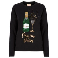 Womens Prosecco Queen Sequin Christmas Jumper -XS-Stock 3A190201F 1.opt