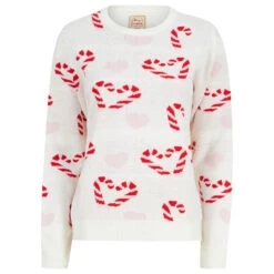 Womens Candy Cane Love Christmas Jumper -XS-Stock 3A190211F 1.opt