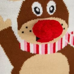 Kids Waving Reindeer Pom Pom Nose Christmas Jumper -XS-Stock 4A190271A 3.opt