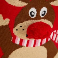 Kids Waving Reindeer Pom Pom Nose Christmas Jumper -XS-Stock 4A190271F 3.opt