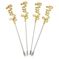 Set Of 4 Stainless Steel Picks Party Food Cocktail Olives -XS-Stock 665481 source 1544695311
