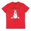 Mens Red Christmas T-Shirt With Funny Snowman Print