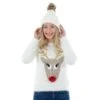 Womens Novelty Rudolph Reindeer 3D Fluffy Christmas Jumper