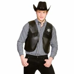 Cowboy Waistcoat Wild West Sheriff Rodeo Adults One Size -XS-Stock AC 9324 M 1000 98547.1502794990.1100.1100