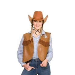 Cowboy Waistcoat Wild West Sheriff Rodeo Adults One Size -XS-Stock AC 9325 F 1000 30334.1502794990.1100.1100