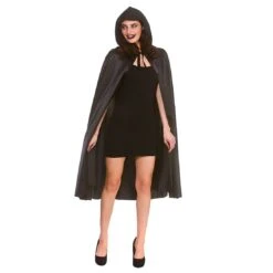 Deluxe Satin Hooded Cape Black Vampire Goth Widow Fancy Dress -XS-Stock AC 9405 1600 1 72035.1566567849.1100.1100
