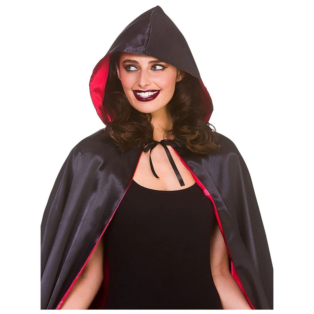 Super Deluxe Widows Hooded Cape Black Vampire Halloween 140cm 2 Super Deluxe Widows Hooded Cape Black Vampire Halloween 140cm - Image 2