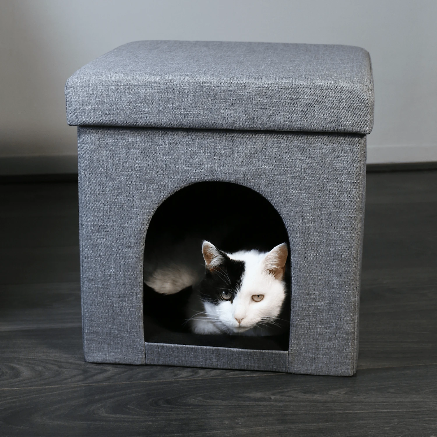 Grey Foldable Pet House Ottoman Seat Cat Dog Kennel Bed 38cm 2 Grey Foldable Pet House Ottoman Seat Cat Dog Kennel Bed 38cm - Image 2