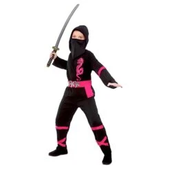 Kids Power Ninja Japanese Fighter Black Halloween Costume -XS-Stock EB 3642 opt