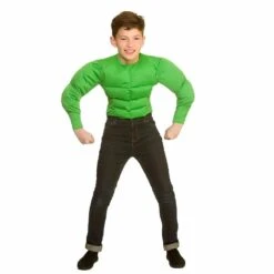 Kids Muscle Shirt Green Chest Fancy Dress Halloween
