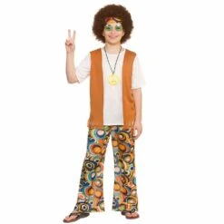 Kids Cool Hippie Fancy Dress Costume 60s Peace Halloween