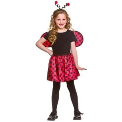 Girls 3 Piece Ladybird Set Red Black Ladybug Fancy Dress