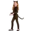 Girls Black Cat Suit Costume Fancy Dress Kitty Tail Ears