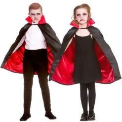 Kids Super Deluxe Vampire Cape Black Cloak Red Lining 70cm -XS-Stock EGB 4922 1600 3 25976.1568363514.1100.1100
