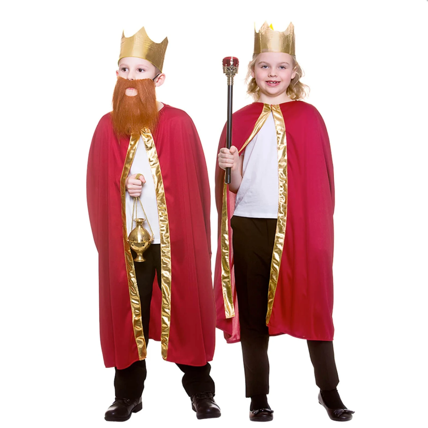 Childs King Queen Robe & Crown Set Gold Trim Fancy Dress 85cm 2 Childs King Queen Robe & Crown Set Gold Trim Fancy Dress 85cm - Image 2