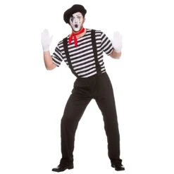 Mens Mime Artist French Style Silent Theatre Stripe Fancy Dress