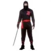 Mens Ninja Assassin Costume Black Red Ties Fancy Dress