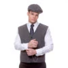 Mens 1920's Gangster Waistcoat & Cap Gatsby Blinders Fancy Dress