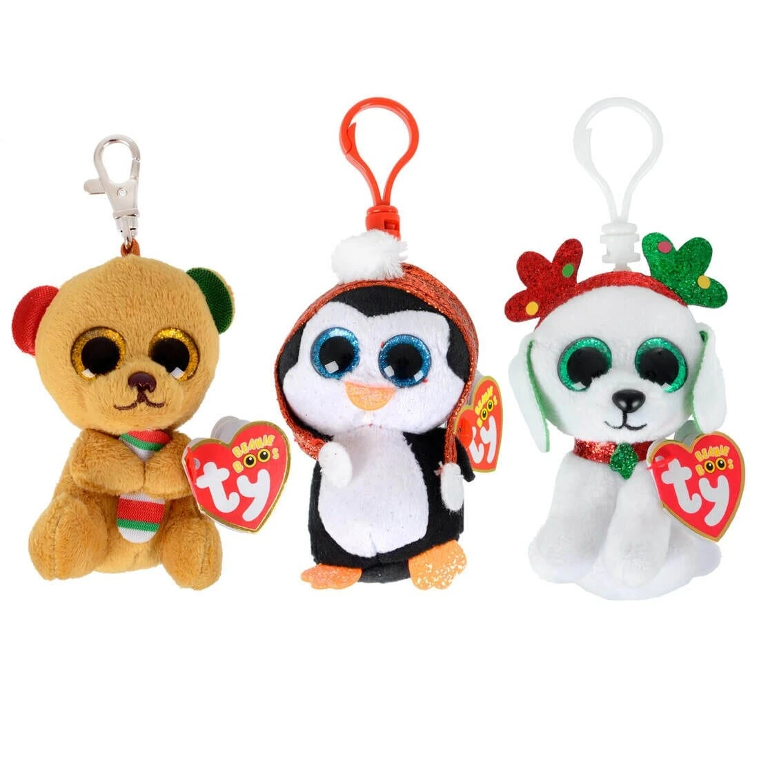 Ty Beanie Boos Clip Plush Christmas Edition Glitter Eyes 10cm 1 Ty Beanie Boos Clip Plush Christmas Edition Glitter Eyes 10cm