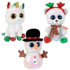 Ty Flippables Christmas Figures Sequins Glitter Eyes 25cm
