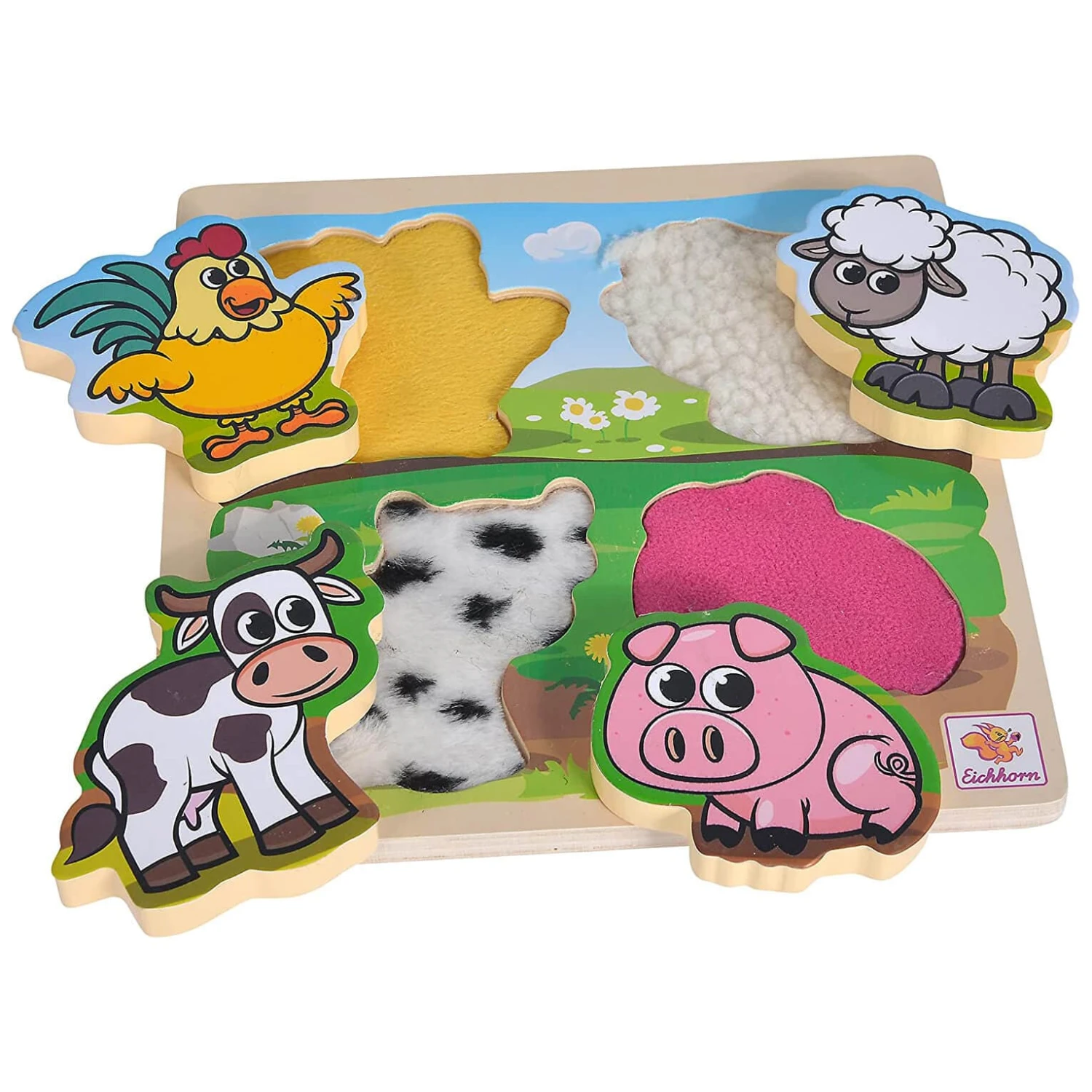 Eichhorn Wooden Puzzle Farm Animals With Fabric 5 Pieces Age 1+ 5 Eichhorn Wooden Puzzle Farm Animals With Fabric 5 Pieces Age 1+ - Image 5