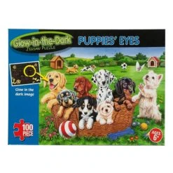 Glow In The Dark Jigsaw Puzzle Puppies Eyes 100pc Age 6+