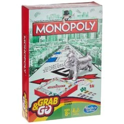 Monopoly Grab & Go Portable Family Game Property Trading Travel