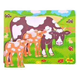 Bigjigs Chunky Puzzle Mum & Baby Cow Wooden Jigsaw Game -XS-Stock GRABB009 1600 2 26988.1520524818.1100.1100