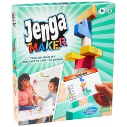 Hasbro Jenga Maker Family Game Build Race 28 Wooden Blocks Age 8+