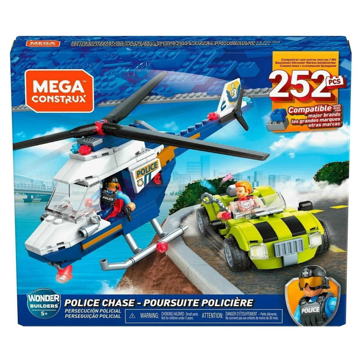 Mega Construx Police Chase Building Set Helicopter Car Age 5+ 1 Mega Construx Police Chase Building Set Helicopter Car Age 5+