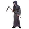 Boys Grim Reaper In Chains Halloween Costume Grey Hooded Robe