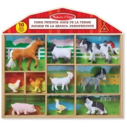 Melissa & Doug Farm Friends 10 Animals Set In Wooden Tray Barn
