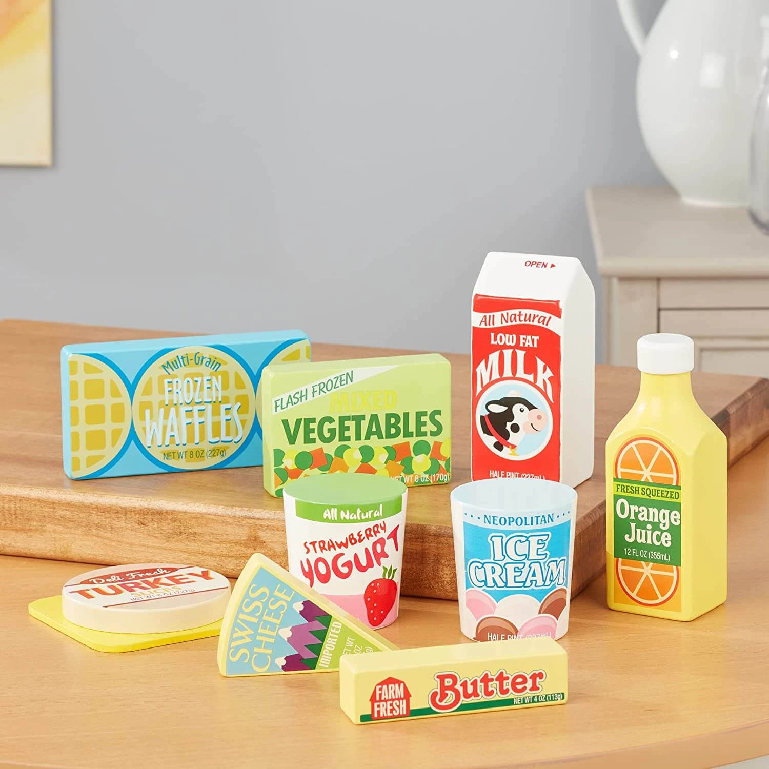 Melissa & Doug Wooden Fridge Food Play Set Hand Painted 9 Pieces 2 Melissa & Doug Wooden Fridge Food Play Set Hand Painted 9 Pieces - Image 2