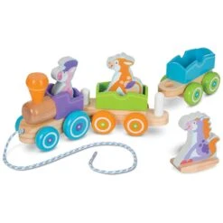 Melissa & Doug 6 Piece Wooden Pull Train Rocking Farm Animals -XS-Stock HEA14608 3 opt