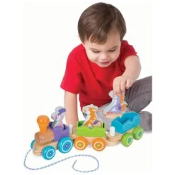 Melissa & Doug 6 Piece Wooden Pull Train Rocking Farm Animals -XS-Stock HEA14608 4 opt