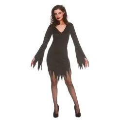 Adults Gothic Dress Short Black Jagged Hem Halloween Costume