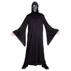 Deluxe Grim Reaper Costume Light Up Mask Adults Fancy Dress