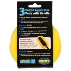 Kent Car Care 3 Polish Applicator Pads With Handle Clean Buff -XS-Stock KEN40015 3 opt